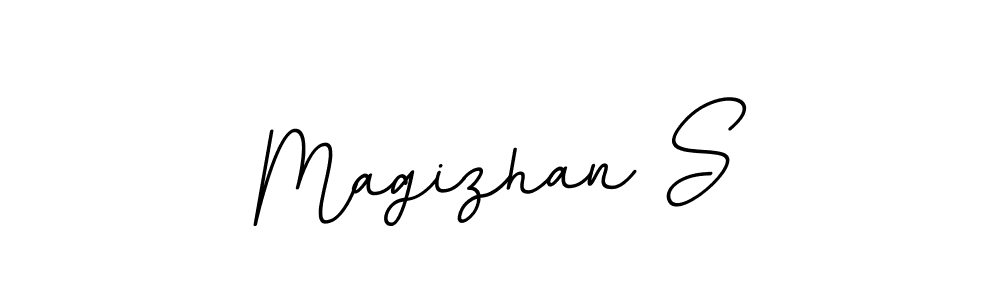 Use a signature maker to create a handwritten signature online. With this signature software, you can design (BallpointsItalic-DORy9) your own signature for name Magizhan S. Magizhan S signature style 11 images and pictures png