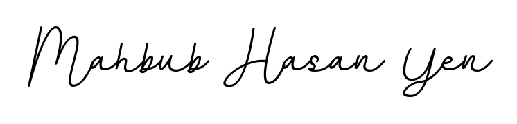 The BallpointsItalic-DORy9 font gives name Mahbub Hasan Yen a signature that looks effortless yet distinguished. Download high-res PNG instantly. Mahbub Hasan Yen signature style 11 images and pictures png
