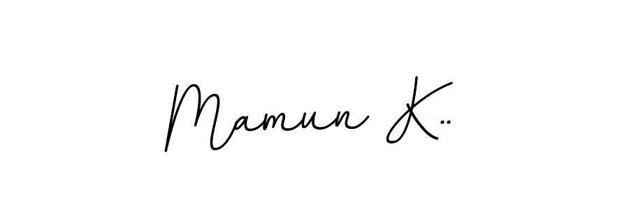 The best way (BallpointsItalic-DORy9) to make a short signature is to pick only two or three words in your name. The name Mamun K.. include a total of six letters. For converting this name. Mamun K.. signature style 11 images and pictures png