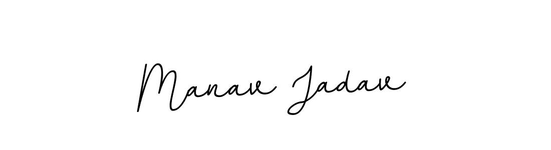 The best way (BallpointsItalic-DORy9) to make a short signature is to pick only two or three words in your name. The name Manav Jadav include a total of six letters. For converting this name. Manav Jadav signature style 11 images and pictures png