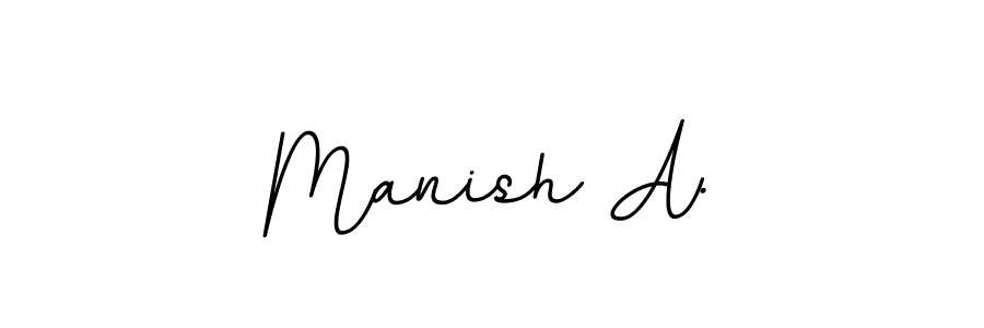 The best way (BallpointsItalic-DORy9) to make a short signature is to pick only two or three words in your name. The name Manish A. include a total of six letters. For converting this name. Manish A. signature style 11 images and pictures png