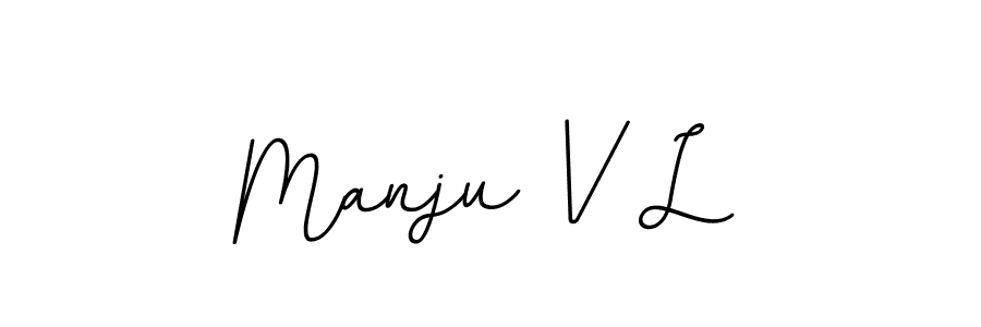 Design your own signature with our free online signature maker. With this signature software, you can create a handwritten (BallpointsItalic-DORy9) signature for name Manju V L. Manju V L signature style 11 images and pictures png