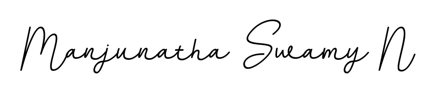 A timeless handwritten aesthetic for Manjunatha Swamy N. The BallpointsItalic-DORy9 font gives your signature a handcrafted feel with natural curves. Manjunatha Swamy N signature style 11 images and pictures png