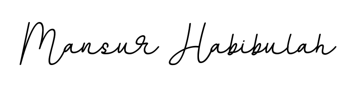A stylish, flowing autograph style designed for name Mansur Habibulah using BallpointsItalic-DORy9 typography. Perfect for digital creative projects. Mansur Habibulah signature style 11 images and pictures png