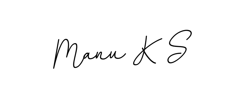 The best way (BallpointsItalic-DORy9) to make a short signature is to pick only two or three words in your name. The name Manu K S include a total of six letters. For converting this name. Manu K S signature style 11 images and pictures png