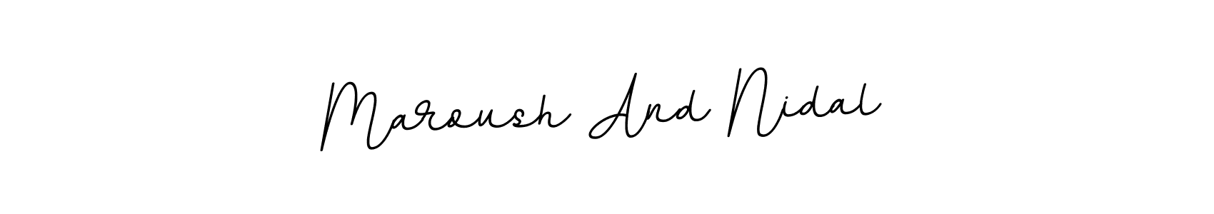 This is the best signature style for the Maroush And Nidal name. Also you like these signature font (BallpointsItalic-DORy9). Mix name signature. Maroush And Nidal signature style 11 images and pictures png