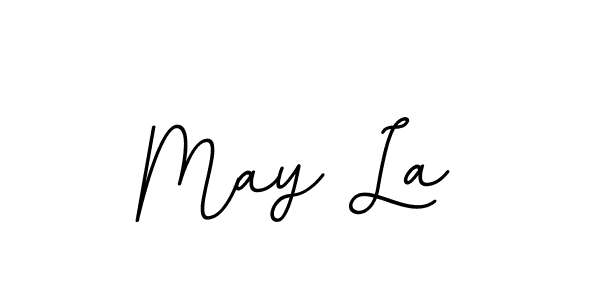 Design your own signature with our free online signature maker. With this signature software, you can create a handwritten (BallpointsItalic-DORy9) signature for name May La. May La signature style 11 images and pictures png