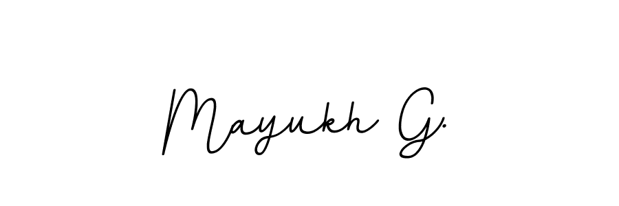 The best way (BallpointsItalic-DORy9) to make a short signature is to pick only two or three words in your name. The name Mayukh G. include a total of six letters. For converting this name. Mayukh G. signature style 11 images and pictures png
