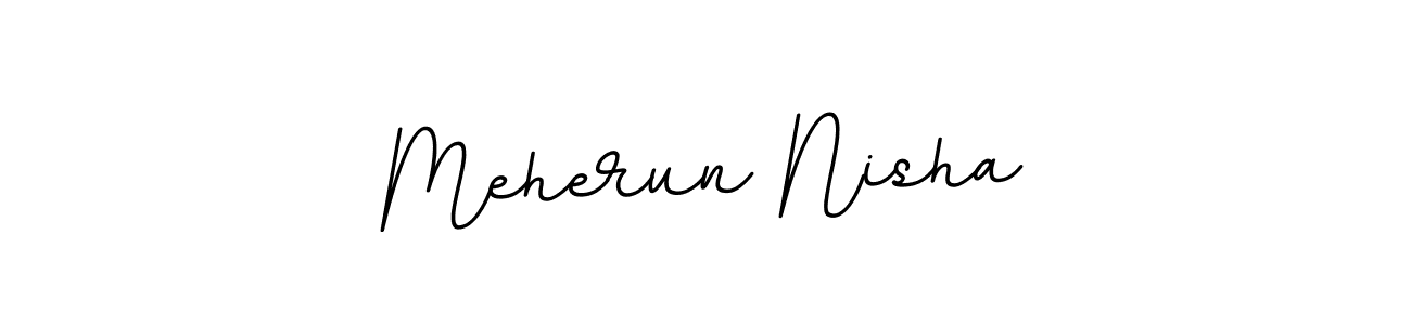 How to make Meherun Nisha name signature. Use BallpointsItalic-DORy9 style for creating short signs online. This is the latest handwritten sign. Meherun Nisha signature style 11 images and pictures png