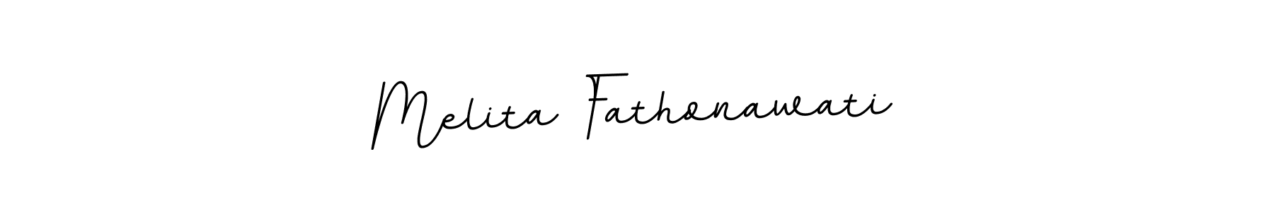 How to make Melita Fathonawati name signature. Use BallpointsItalic-DORy9 style for creating short signs online. This is the latest handwritten sign. Melita Fathonawati signature style 11 images and pictures png