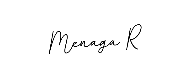 Use a signature maker to create a handwritten signature online. With this signature software, you can design (BallpointsItalic-DORy9) your own signature for name Menaga R. Menaga R signature style 11 images and pictures png