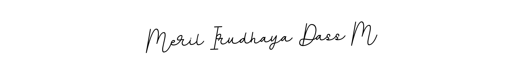 The best way (BallpointsItalic-DORy9) to make a short signature is to pick only two or three words in your name. The name Meril Irudhaya Dass M include a total of six letters. For converting this name. Meril Irudhaya Dass M signature style 11 images and pictures png