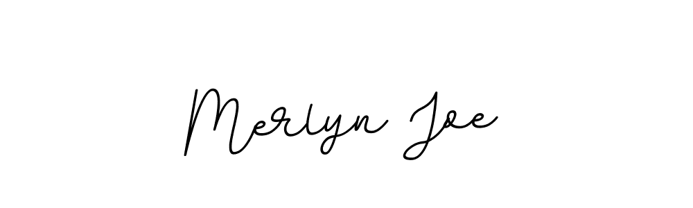 How to make Merlyn Joe name signature. Use BallpointsItalic-DORy9 style for creating short signs online. This is the latest handwritten sign. Merlyn Joe signature style 11 images and pictures png