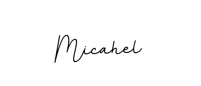 How to make Micahel name signature. Use BallpointsItalic-DORy9 style for creating short signs online. This is the latest handwritten sign. Micahel signature style 11 images and pictures png