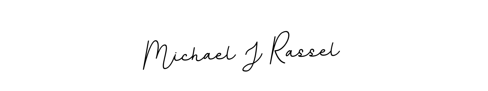 How to make Michael J Rassel name signature. Use BallpointsItalic-DORy9 style for creating short signs online. This is the latest handwritten sign. Michael J Rassel signature style 11 images and pictures png