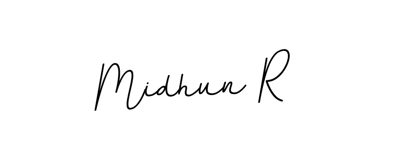 The best way (BallpointsItalic-DORy9) to make a short signature is to pick only two or three words in your name. The name Midhun R include a total of six letters. For converting this name. Midhun R signature style 11 images and pictures png