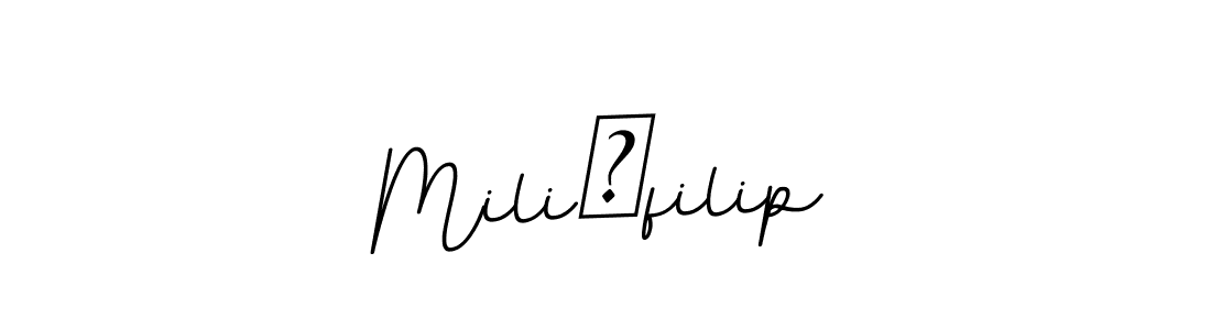 BallpointsItalic-DORy9 is a professional signature style that is perfect for those who want to add a touch of class to their signature. It is also a great choice for those who want to make their signature more unique. Get MiliĆfilip name to fancy signature for free. MiliĆfilip signature style 11 images and pictures png