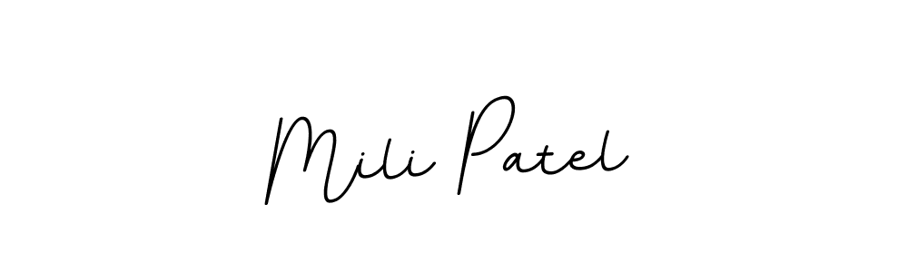 Create a beautiful signature design for name Mili Patel. With this signature (BallpointsItalic-DORy9) fonts, you can make a handwritten signature for free. Mili Patel signature style 11 images and pictures png