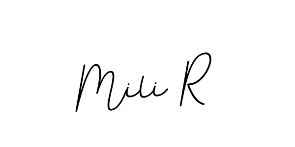 How to make Mili R name signature. Use BallpointsItalic-DORy9 style for creating short signs online. This is the latest handwritten sign. Mili R signature style 11 images and pictures png