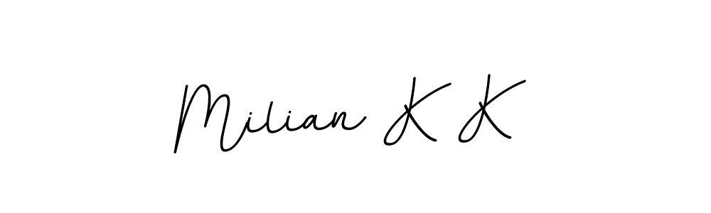 if you are searching for the best signature style for your name Milian K K. so please give up your signature search. here we have designed multiple signature styles  using BallpointsItalic-DORy9. Milian K K signature style 11 images and pictures png