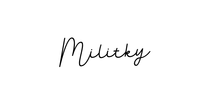 How to make Militky name signature. Use BallpointsItalic-DORy9 style for creating short signs online. This is the latest handwritten sign. Militky signature style 11 images and pictures png