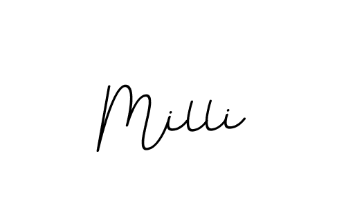 It looks lik you need a new signature style for name Milli. Design unique handwritten (BallpointsItalic-DORy9) signature with our free signature maker in just a few clicks. Milli signature style 11 images and pictures png