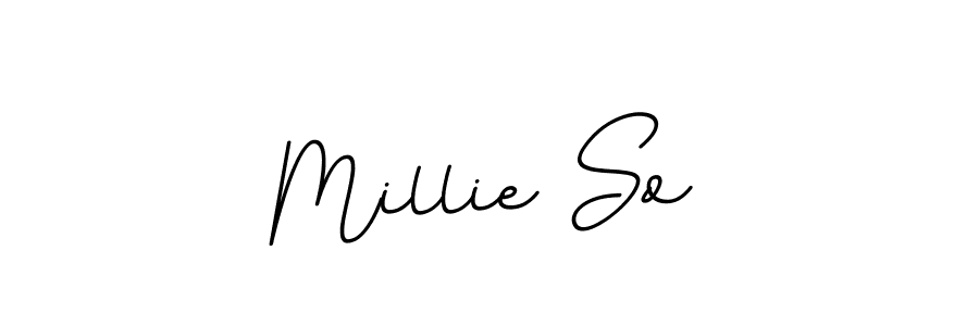 The best way (BallpointsItalic-DORy9) to make a short signature is to pick only two or three words in your name. The name Millie So include a total of six letters. For converting this name. Millie So signature style 11 images and pictures png