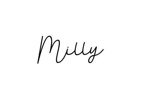 Milly stylish signature style. Best Handwritten Sign (BallpointsItalic-DORy9) for my name. Handwritten Signature Collection Ideas for my name Milly. Milly signature style 11 images and pictures png