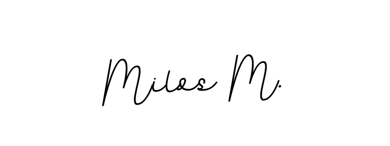 Use a signature maker to create a handwritten signature online. With this signature software, you can design (BallpointsItalic-DORy9) your own signature for name Milos M.. Milos M. signature style 11 images and pictures png