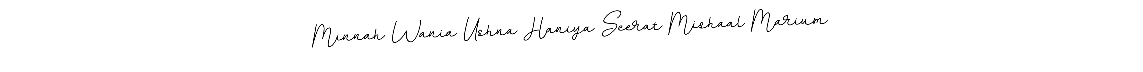Create a beautiful signature design for name Minnah Wania Ushna Haniya Seerat Mishaal Marium. With this signature (BallpointsItalic-DORy9) fonts, you can make a handwritten signature for free. Minnah Wania Ushna Haniya Seerat Mishaal Marium signature style 11 images and pictures png