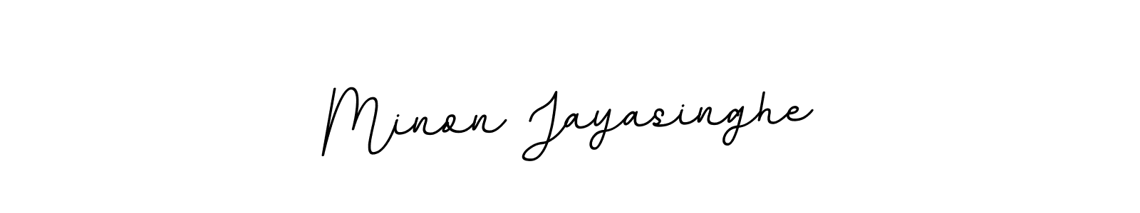 How to make Minon Jayasinghe name signature. Use BallpointsItalic-DORy9 style for creating short signs online. This is the latest handwritten sign. Minon Jayasinghe signature style 11 images and pictures png
