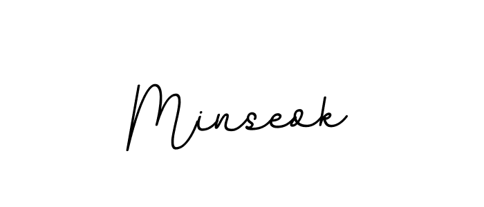 Use a signature maker to create a handwritten signature online. With this signature software, you can design (BallpointsItalic-DORy9) your own signature for name Minseok. Minseok signature style 11 images and pictures png