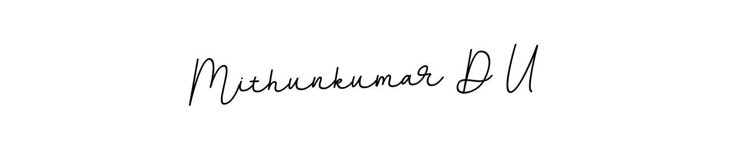 How to make Mithunkumar D U name signature. Use BallpointsItalic-DORy9 style for creating short signs online. This is the latest handwritten sign. Mithunkumar D U signature style 11 images and pictures png