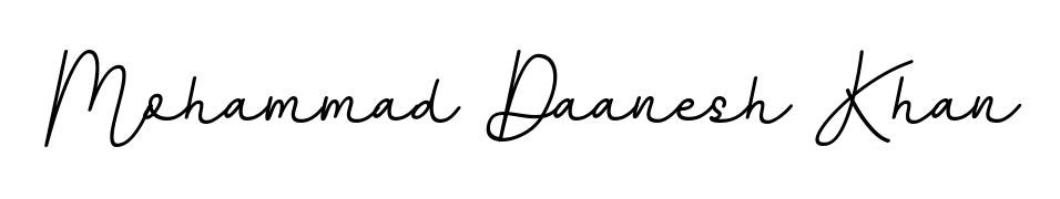 A sleek calligraphic signature for name Mohammad Daanesh Khan utilizing BallpointsItalic-DORy9 styling. Great for adding personal signatures to photos and art. Mohammad Daanesh Khan signature style 11 images and pictures png