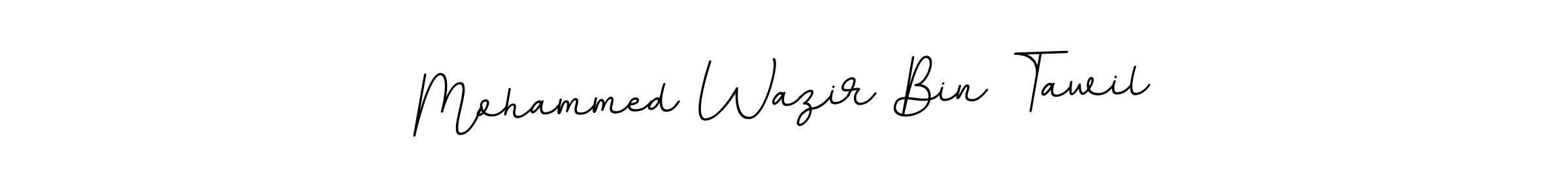 The best way (BallpointsItalic-DORy9) to make a short signature is to pick only two or three words in your name. The name Mohammed Wazir Bin Tawil include a total of six letters. For converting this name. Mohammed Wazir Bin Tawil signature style 11 images and pictures png