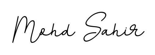A sleek calligraphic signature for name Mohd Sahir utilizing BallpointsItalic-DORy9 styling. Great for adding personal signatures to photos and art. Mohd Sahir signature style 11 images and pictures png