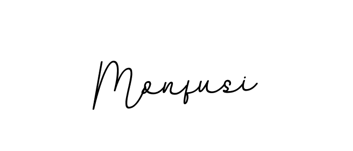 How to make Monfusi name signature. Use BallpointsItalic-DORy9 style for creating short signs online. This is the latest handwritten sign. Monfusi signature style 11 images and pictures png