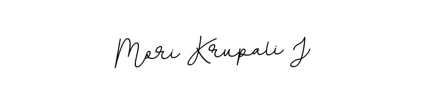 How to make Mori Krupali J name signature. Use BallpointsItalic-DORy9 style for creating short signs online. This is the latest handwritten sign. Mori Krupali J signature style 11 images and pictures png