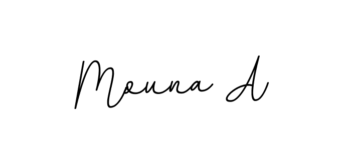 How to make Mouna A name signature. Use BallpointsItalic-DORy9 style for creating short signs online. This is the latest handwritten sign. Mouna A signature style 11 images and pictures png