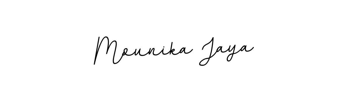 How to make Mounika Jaya name signature. Use BallpointsItalic-DORy9 style for creating short signs online. This is the latest handwritten sign. Mounika Jaya signature style 11 images and pictures png