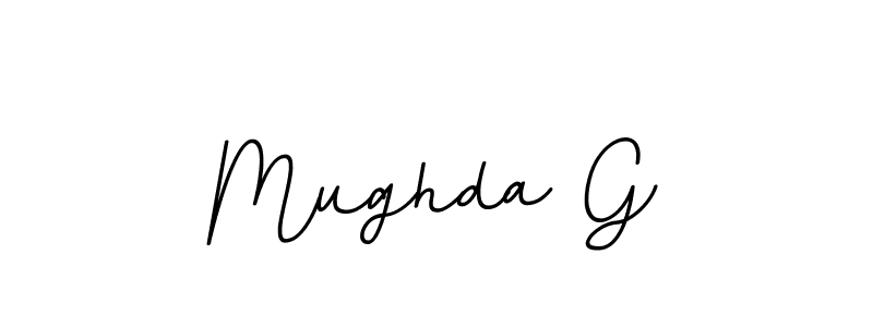 How to make Mughda G name signature. Use BallpointsItalic-DORy9 style for creating short signs online. This is the latest handwritten sign. Mughda G signature style 11 images and pictures png