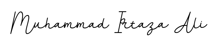 Looking for an artistic signature for Muhammad Irtaza Ali? The BallpointsItalic-DORy9 calligraphy style gives a sophisticated flow suitable for business cards and emails. Muhammad Irtaza Ali signature style 11 images and pictures png