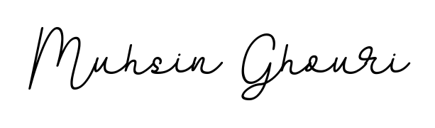 A stylish, flowing autograph style designed for name Muhsin Ghouri using BallpointsItalic-DORy9 typography. Perfect for digital creative projects. Muhsin Ghouri signature style 11 images and pictures png