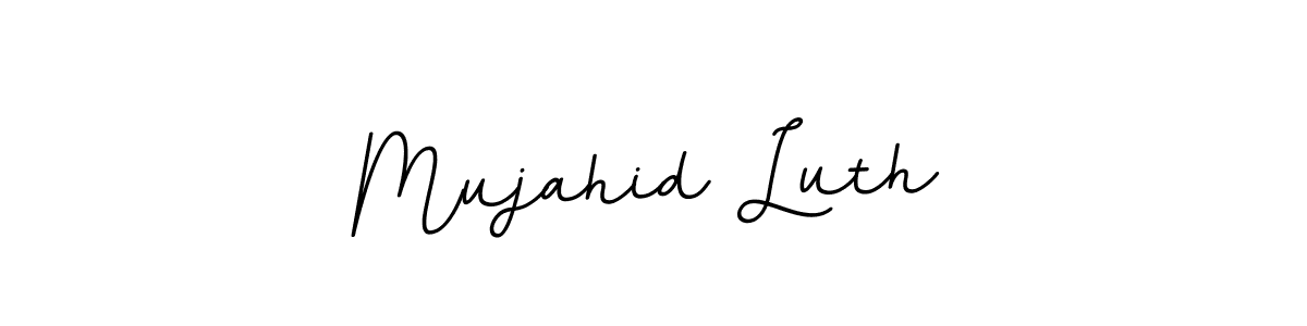 How to make Mujahid Luth name signature. Use BallpointsItalic-DORy9 style for creating short signs online. This is the latest handwritten sign. Mujahid Luth signature style 11 images and pictures png