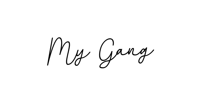 Use a signature maker to create a handwritten signature online. With this signature software, you can design (BallpointsItalic-DORy9) your own signature for name My Gang. My Gang signature style 11 images and pictures png