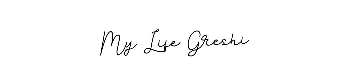 Create a beautiful signature design for name My Life Greshi. With this signature (BallpointsItalic-DORy9) fonts, you can make a handwritten signature for free. My Life Greshi signature style 11 images and pictures png