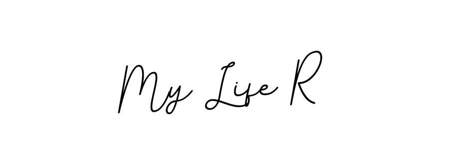 How to make My Life R name signature. Use BallpointsItalic-DORy9 style for creating short signs online. This is the latest handwritten sign. My Life R signature style 11 images and pictures png