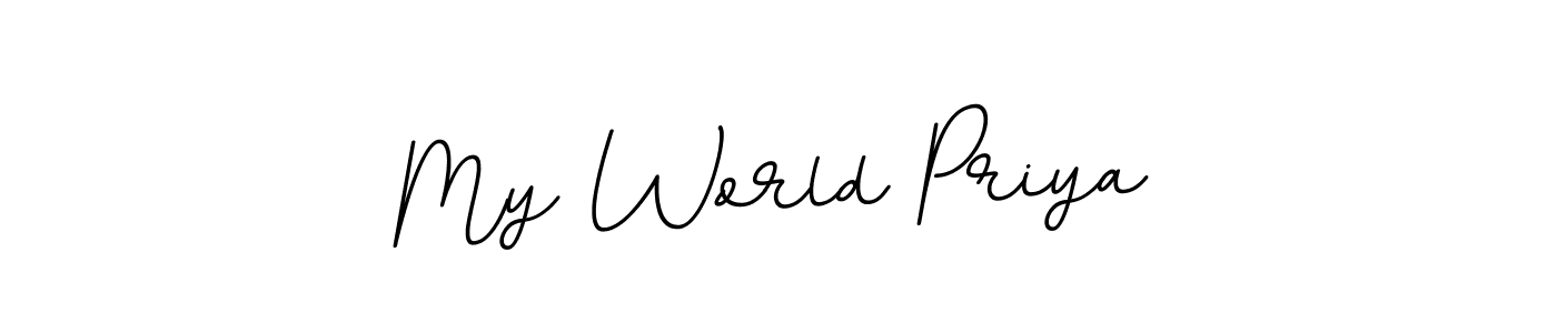 Similarly BallpointsItalic-DORy9 is the best handwritten signature design. Signature creator online .You can use it as an online autograph creator for name My World Priya. My World Priya signature style 11 images and pictures png