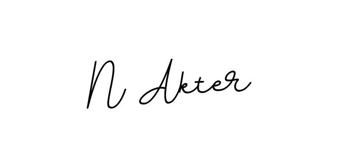 How to make N Akter name signature. Use BallpointsItalic-DORy9 style for creating short signs online. This is the latest handwritten sign. N Akter signature style 11 images and pictures png