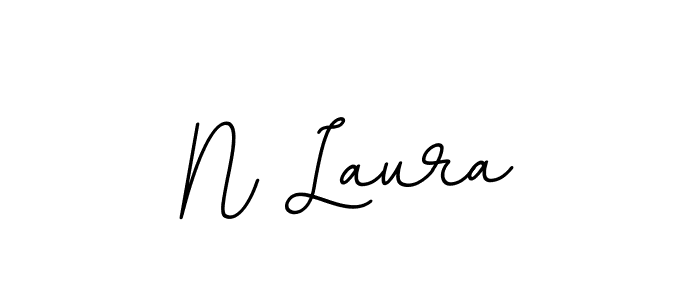 How to make N Laura name signature. Use BallpointsItalic-DORy9 style for creating short signs online. This is the latest handwritten sign. N Laura signature style 11 images and pictures png